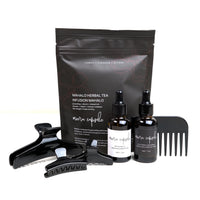 Bambi Nourish Capsule in Piano Black — Meera evening ritual bundle with Bambi jet-black clip, Phyto Oil, Nocturnal Serum, and Mahalo Tea