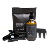 Bambi Beach Capsule in Piano Black — Meera summer bundle with Bambi jet-black clips, Mineral Sea Spray, and Mahalo Herbal Tea