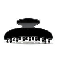 Luna 9 claw clip in Piano Black — medium jet-black cellulose acetate hair clip, made in France