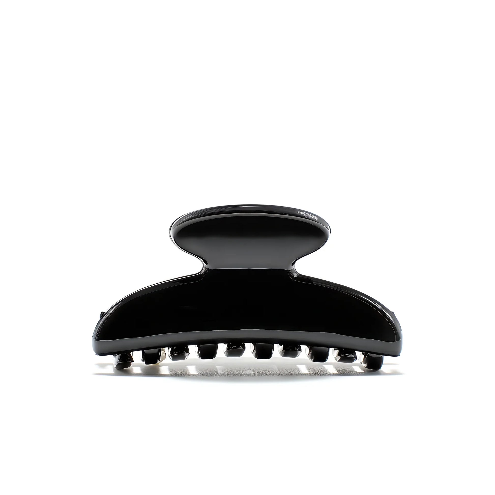 Luna 6 claw clip in Piano Black — small jet-black cellulose acetate hair clip, made in France