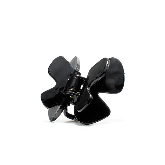 Phoebe 6 claw clip in Piano Black — small jet-black cellulose acetate hair clip, made in France
