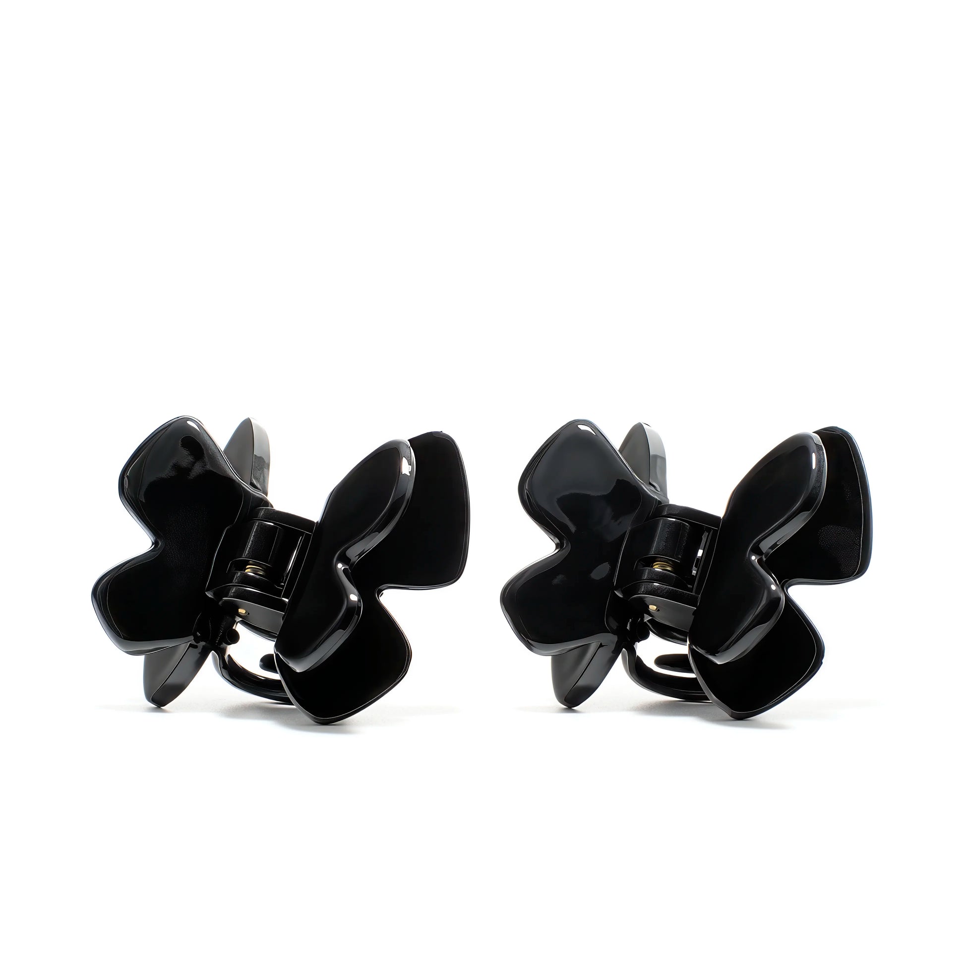 Phoebe 4 mini claw clip pair in Piano Black — petite jet-black cellulose acetate clips, made in France