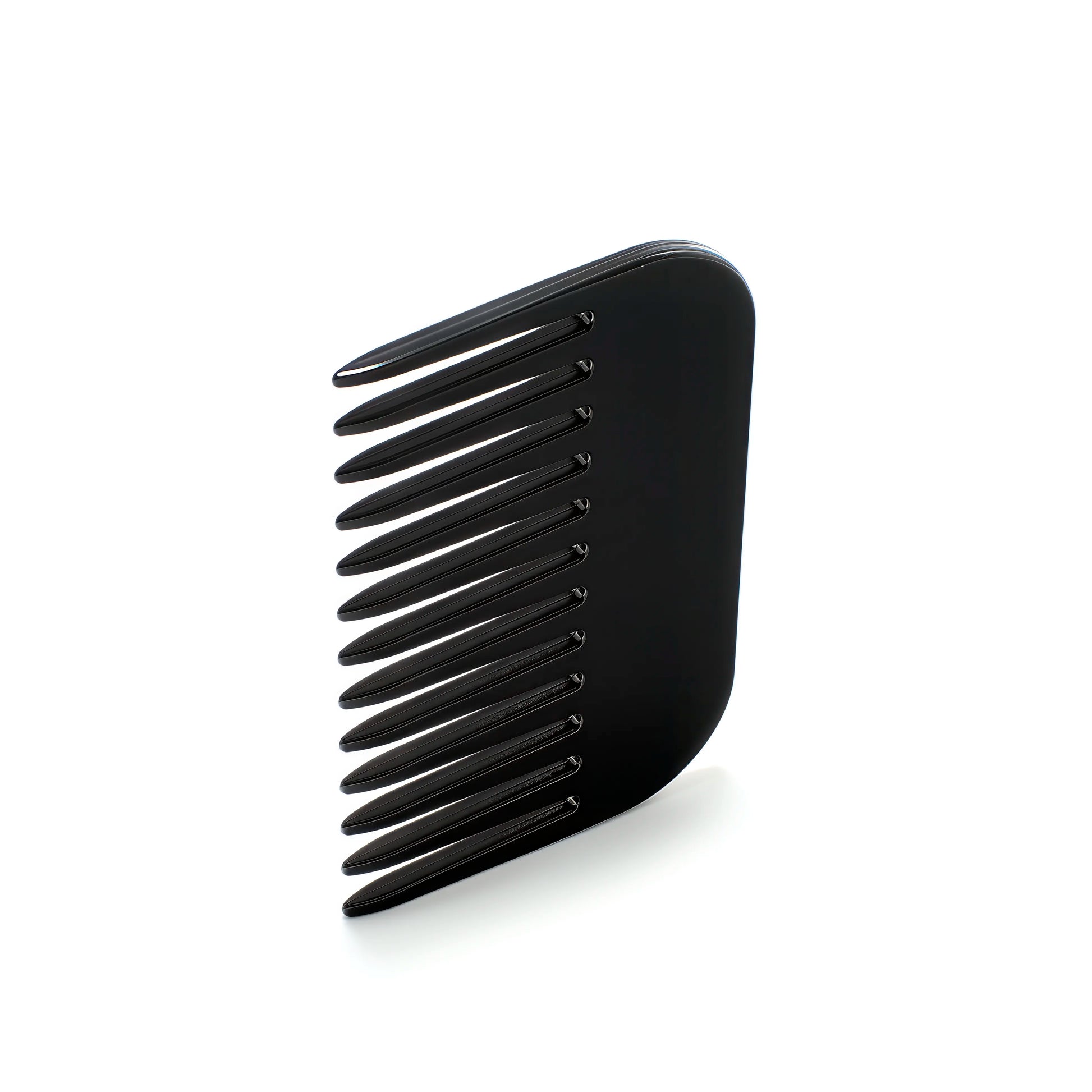 Pocket 10 Piano Black comb detail — Meera Studio Line travel comb in French acetate