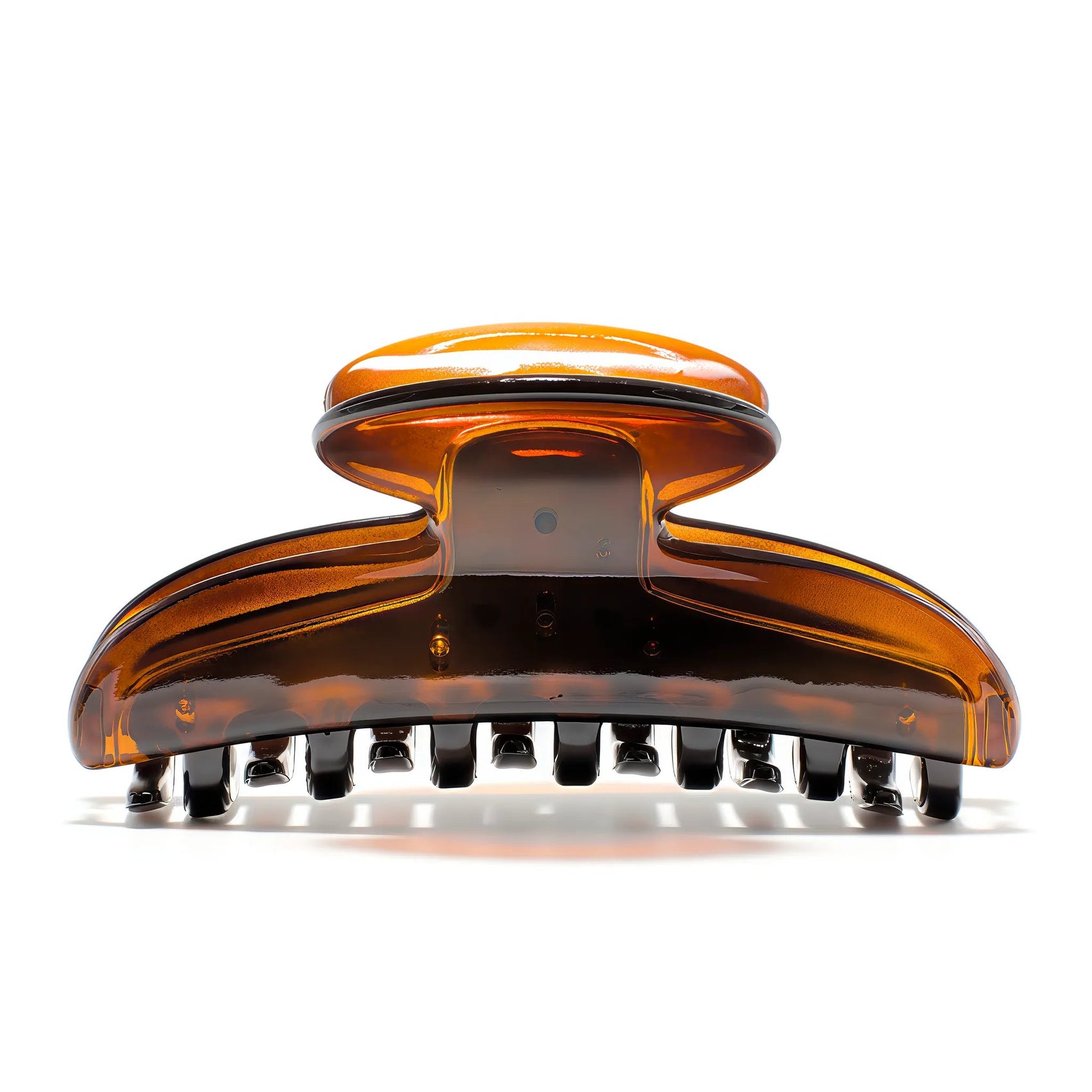 Luna 9 claw clip in Deep Amber — medium tortoise-tone cellulose acetate hair clip, made in France
