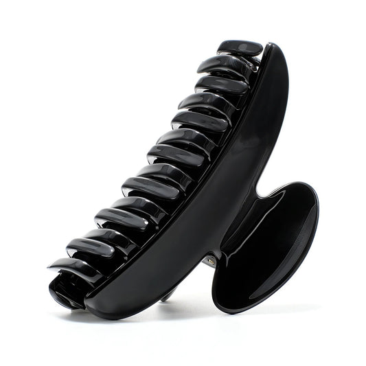 Luna 9 Piano Black claw clip alternate angle — premium French acetate for medium to long hair