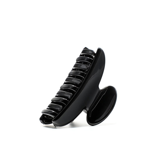 Luna 6 Piano Black claw clip alternate angle — premium French acetate, gentle hold for fine hair