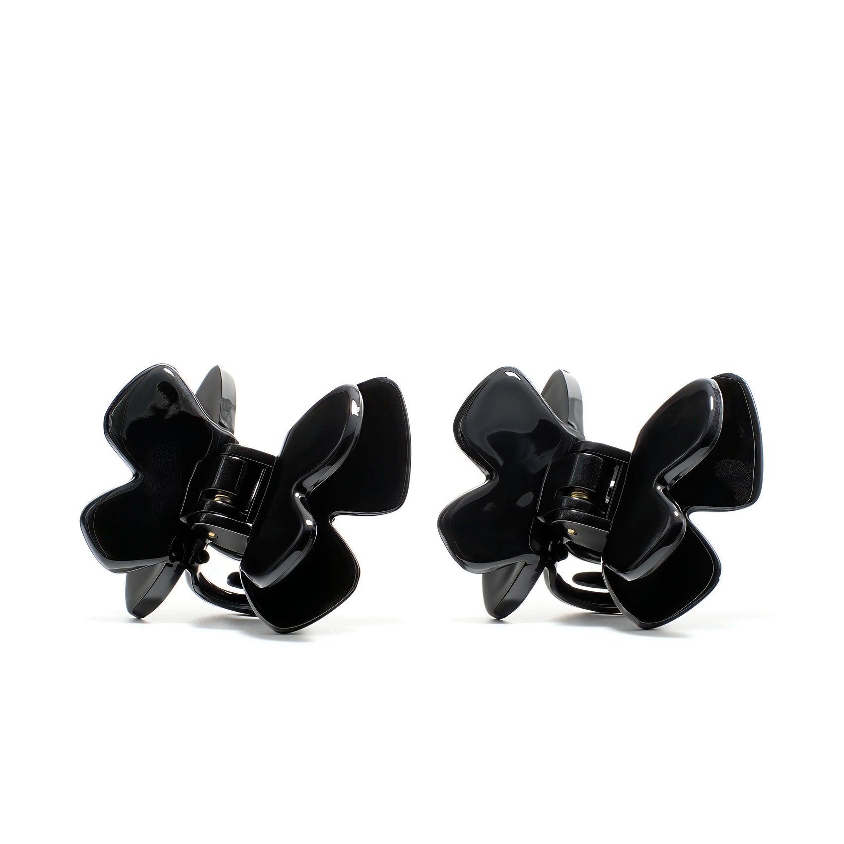 Phoebe 4 mini claw clip pair in Piano Black — petite jet-black cellulose acetate clips, made in France
